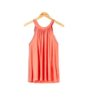 LOVEAPPELLA Solid Halter Tank in Coral Sz M